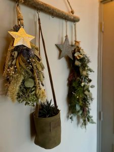 Hanger wand hal kerst ster groene toef landelijke kerstdecoratie