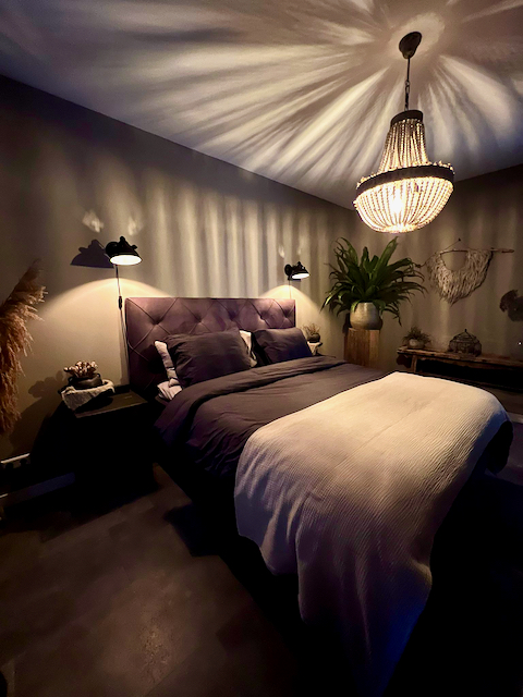 Hanger schapenwol leeslamp boven het bed kroonluchter slaapkamer landelijk