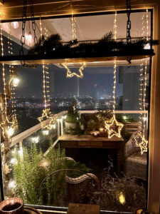 Sterren lichtgordijn kerst balkon